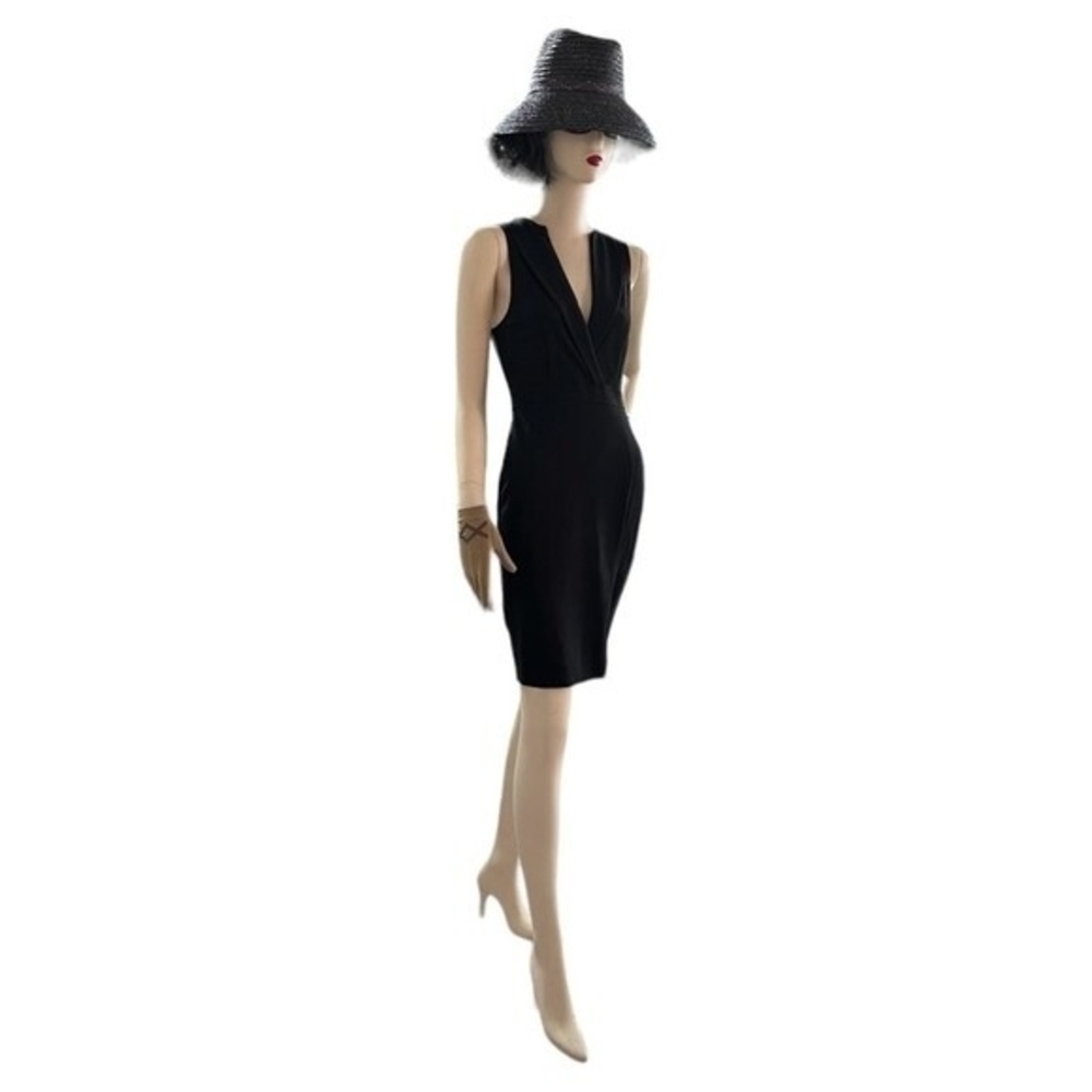 Black Swan Women’s Black Tuxedo Bodycon Midi Dress Deep V Size S - Picture 11 of 16